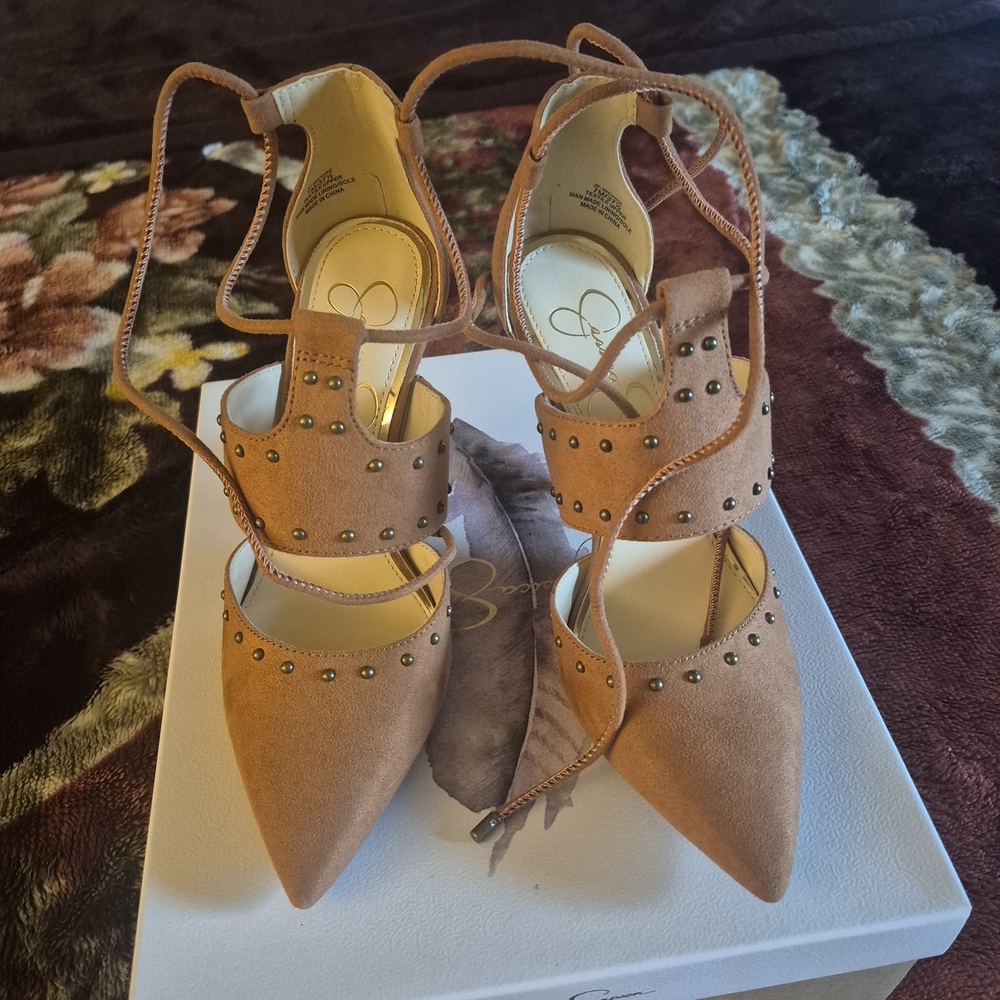 Women's Tan Studded Heels